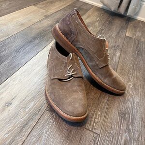 Brown Suede Oxfords with Contrast Stitching